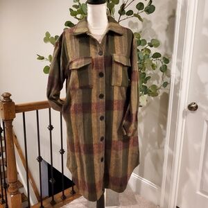 Plaid Button Coat (Shacket)